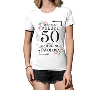 thedifferent T-Shirt Maglietta Donna Girocollo Mi Ci Sono Voluti 50 Cinquanta Anni per Essere Cosi Favolosa Idea Regalo - Compleanno Mamma Nonna Zia Amica