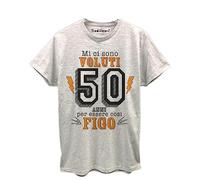 Thedifferent T-Shirt Maglietta Uomo con Grafica Compleanno - 50 Cinquanta Anni per Essere Cosi Figo - Idea Regalo papà Zio Figlio Amico Nonno