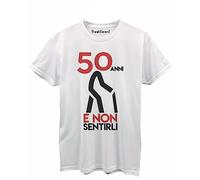 thedifferent T-Shirt Maglietta Uomo con Simpatica Divertente Grafica Compleanno - 50 Cinquanta Anni E Non Sentirli - Idea Regalo papà Zio Figlio Amico Nonno