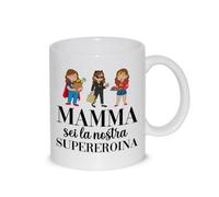 thedifferent Tazza Colazione con grafica simpatica - Mamma sei la nostra Supereroina Super Mom - Latte thè Mug Relax idea regalo compleanno natale Mamma Nonna Amica