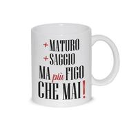 thedifferent Tazza Colazione con grafica simpatica - Più Maturo Più Saggio ma più Figo che Mai - Latte thè Mug Relax idea regalo compleanno natale Papà Nonno Amico