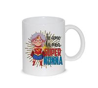 thedifferent Tazza Colazione Mug Relax Io amo la mia super Nonna - idea regalo festa dei nonni compleanno natale