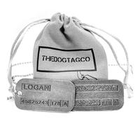 TheDogTagCo - Targhette militari Wolverine Logan - Set di 2 targhette in lega di metallo, catene in acciaio inox e silenziatori inclusi