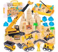 Thedttoy Cantiere cinetico con custodia di sabbia magica - 2000 g di sabbia di plastilina, gru da tirare e stampo, giocattolo sensoriale