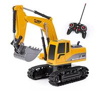 Thedttoy Escavatore Radiocomandato per Bambini, Escavatore Ruspa Trattore Camion Giocattolo Bambino Escavatore Telecomandato da costruzione, 6 Canali giocattolo digger Scala 1:24 Ruspa Telecomandata