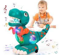 Thedttoy Giocattolo di Dinosauro che Striscia per Bambini con Musica e LED Luci, Interazione Bambino Rilevamento Automatico per Evitare Ostacoli, Compleanno Regalo per Bambino Bambina 1 2 3+ Anno