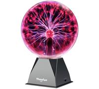 Theefun Sfera al Plasma 8 Pollici, Lampada al Plasma Magica Touch e Sound, Plasma Ball Interattivo Educativo di Fisica, Lampada Plasma Decorativa per Feste e Regalo di Compleanno (Rosso)