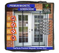 TheFitLife Zanzariera magnetica a doppia porta per porte, tenda a rete con gancio e anello a telaio intero, potenti magneti, chiusura automatica a scatto per porta del patio, porta scorrevole, doppia