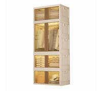 THEGA Armadio Portatile Con Ante, Organizer Per Riporre Vestiti Impilabile, Armadio Modulare Salvaspazio Per Vestiti, Scarpe E Giocattoli(750l-1 Rod 3 Cubicle)