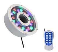 THEGA Faretto Subacquei - Faretti Piscina, IP68 Illuminazione Impermeabile per Stagno A Foro Centrale, Luce Subacquea 12/24V, Lampada per Giochi d'Acqua con Cambio Colore RGB con Telecomando(9W(24V))