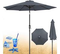 THEGA Ombrellone da Giardino 2,7/3 M, Tettuccio di Ricambio per Ombrellone con Inclinazione A Pulsante E Manovella, Stecche Robuste, Impermeabile e Resistente ai Raggi UV(Gris,9FT(6-Ribs))