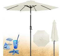 THEGA Ombrellone da Giardino 2,7/3 M, Tettuccio di Ricambio per Ombrellone con Inclinazione A Pulsante E Manovella, Stecche Robuste, Impermeabile e Resistente ai Raggi UV(off White,6.5FT(6-Ribs))