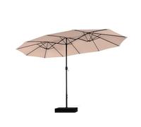 THEGA Ombrellone da Giardino 2,7×4,5 M per Protezione Solare con Base Inclusa E Manovella, Esterno Impermeabile per Patio, Telo di Ricambio(Beige)