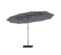 THEGA Ombrellone da Giardino 2,7×4,5 M per Protezione Solare con Base Inclusa E Manovella, Esterno Impermeabile per Patio, Telo di Ricambio(Light Gray)