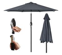 THEGA Ombrellone da Giardino da 2 M - Impermeabile, con Protezione UV, Facile da Aprire E Chiudere Grazie alla Manovella E alla Funzione di Inclinazione - Ideale per Esterni E Spiaggia(Gray)