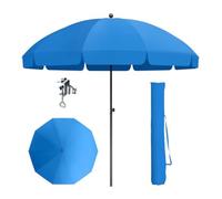 THEGA Ombrellone Da Giardino Portatile Inclinabile, Ombrellone Con Copertura E Morsetto, Ombrellone Da Patio Regolabile In Altezza, Parasole Rotondo Con Protezione UV50+ Per Balcone/spiaggia(Blue)