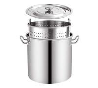 THEGA Pentola da 20-90 L con Cestello Scolapasta E Maniglia Retrattile - Pentola Professionale in Acciaio Inox per Cottura di Frutti di Mare, Gamberi E Tacchino(50cm)