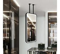 THEGA Specchio Da Soffitto Con Luce LED, Specchio A Soffitto Con Luce Per Bagno, Pulsante A Sfioramento, Specchio Da Bagno Sospeso Per Trucco, Camera Da Letto, Guardaroba, Soggiorno(80L x 40W cm)