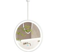 THEGA Specchio Sospeso A Soffitto Con Luce LED, Specchio Rotondo Da Bagno Con Illuminazione A Soffitto, Specchio LED Con Illuminazione Dimmerabile A 3 Colori(White,80x80cm)