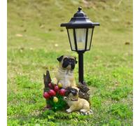 THEGA Statua Decorativa - Luci Decorative Solari Da Giardino Per Esterni, Lampada Da Terra Decorativa A Forma Di Bulldog Da Fattoria, Statua Decorativa In Resina Per Prato(5.9 * 4.9 * 13.3IN)