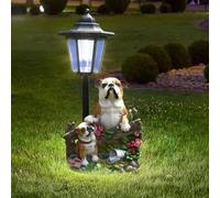 THEGA Statua Decorativa - Luci Decorative Solari Da Giardino Per Esterni, Lampada Da Terra Decorativa A Forma Di Bulldog Da Fattoria, Statua Decorativa In Resina Per Prato(6.6 * 5.9 * 12.9IN)