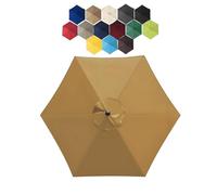 THEGA Telo di Ricambio per Ombrellone da Giardino da Esterno, Telo di Ricambio per Ombrellone da Patio da 2,0m, 2,30 M, 2,7 M E 3,0 M, per 6/8 Bracci(Coffee,8 Ribs-2.7m(8.8ft))