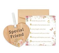 TheGiffter Biglietto di compleanno per amica femminile con placca a cuore in legno, biglietto di compleanno speciale con busta, biglietti di auguri per migliore amica migliore amica