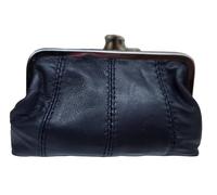 TheGloveHut Borsa da donna in vera pelle super morbida di qualità, con chiusura a clip, doppia tasca, blu navy, Taglia unica, borsa con clip