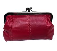 TheGloveHut Borsa da donna in vera pelle super morbida di qualità, con chiusura a clip, doppia tasca, Rosso, Taglia unica, borsa con clip