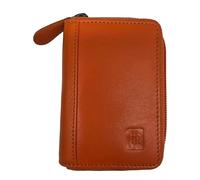 TheGloveHut Porta carte di credito a fisarmonica in pelle di alta qualità, con protezione RFID, in confezione regalo, Arancione, Taglia unica, porta carte consertina