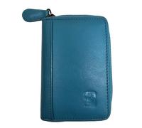 TheGloveHut Porta carte di credito a fisarmonica in pelle di alta qualità, con protezione RFID, in confezione regalo, Turchese, Taglia unica, porta carte consertina