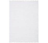 Theko Dhurry Tappeto 100% Cotone Tessuto Felice Cotone Intrecciato A Mano Colore: Bianco 40x60 cm