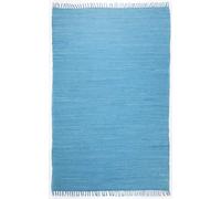 Theko Tappeto Dhurry in 100% cotone, tessuto piatto Happy Cotton | tessuto a mano | colore: turchese, 70 x 140 cm
