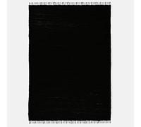 THEKO | Tappeto Dhurry in 100% cotone a tessitura piatta Tappeto Happy Cotton | Tessuto a mano | Colore: nero | 120x180 cm