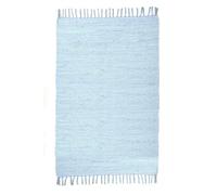 Theko Tappeto Dhurry in 100% cotone, tessuto piatto Happy Cotton | tessuto a mano | colore: azzurro | 70 x 140 cm