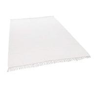 Theko Tappeto Dhurry in 100% cotone, tessuto piatto Happy Cotton | tessuto a mano | colore: bianco | 70 x 140 cm