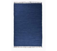 Theko Tappeto Dhurry in 100% cotone, tessuto piatto Happy Cotton | tessuto a mano | colore: blu | 90 x 160 cm