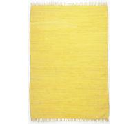 Theko Tappeto Dhurry in 100% Cotone, Tessuto Piatto Happy Cotton | Tessuto a Mano | Colore: Giallo | 60 x 120 cm