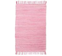 Theko Tappeto Dhurry in 100% cotone, tessuto piatto Happy Cotton | tessuto a mano | colore: rosa, 70 x 140 cm