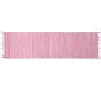 Theko Tappeto Dhurry in 100% cotone, tessuto piatto Happy Cotton | tessuto a mano | colore: rosa | 70 x 250 cm