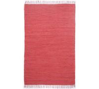 Theko Tappeto Dhurry in 100% cotone, tessuto piatto Happy Cotton | tessuto a mano | Colore: rosso | 40 x 60 cm