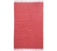 Theko Tappeto Dhurry in 100% cotone, tessuto piatto Happy Cotton | tessuto a mano | colore: rosso | 70 x 140 cm