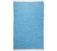 Theko Tappeto Dhurry in 100% cotone, tessuto piatto Happy Cotton | tessuto a mano | colore: turchese | 160 x 230 cm