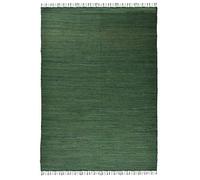 Theko Tappeto Dhurry in 100% cotone, tessuto piatto Happy Cotton | tessuto a mano | colore: verde scuro | 160 x 230 cm