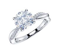THELANDA Anello di fidanzamento in argento Sterling a 4 rebbi con vite intrecciata da 2,0 ct autentica moissanite anello di fidanzamento promessa nuziale, Moissanite in argento sterling e metallo