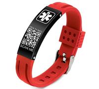 Theluckytag Bracciali Medici per le Donne Degli Uomini con QR Code Medical Alert ID Bracciali Silicone Impermeabile 9 '' Braccialetto Info Personalizzate Sull'avviso di Emergenza Dell'ID Medico