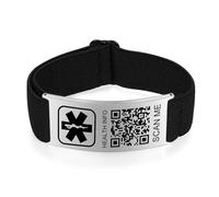 Theluckytag Collana di allerta medica per uomo e donna - Collana medica da 48 cm con codice QR inciso - Più spazio Informazioni mediche di emergenza online personalizzate, 7.16'', Nylon, Senza pietre