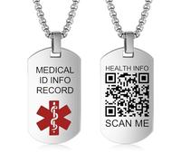 Theluckytag Collana di avviso medico per uomini e donne, collana medica | Bracciale in nylon impermeabile per polsi fino a 17,8 cm. Risparmia più spazio e aggiorna le informazioni di avviso di