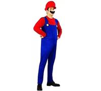 thematys® Super Plumber Childhood Hero Costume Set for Adults cap + Trousers + Beard | Men Carnival Fancy Dress Costume Carnival Carnival Costumes Men (L, 170-85cm, Style001)