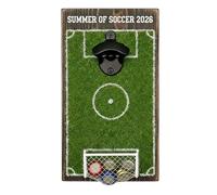 Themed Beer Opener, Wall Mounted Bottle Opener, Sturdy Steel Build Bar Tool, Stylish Soccer Field Design, Entertainment Accessory for Party Garage Patio and Soccer Fans 11.81x5.91x1.18 Inches